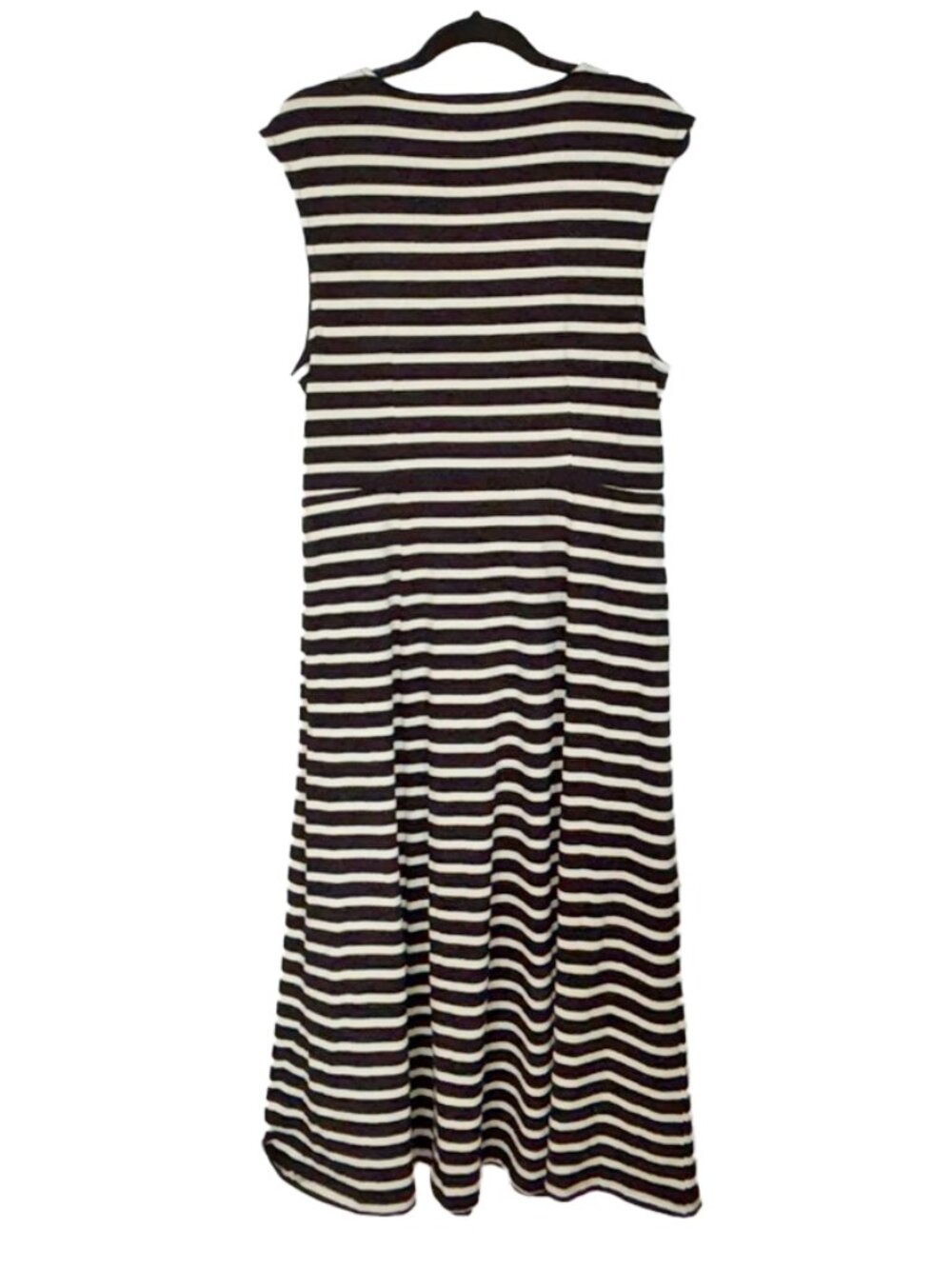 J. Crew Black & White Striped Cap Sleeve A-Line Midi Dress - Size L - NWT - Picture 3 of 5